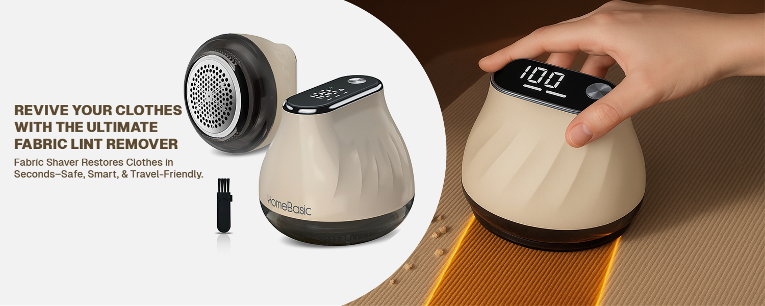 The HomeBasic Rechargeable Lint Remover is designed for modern users who want efficiency, portability, and fabric safety in one device.
