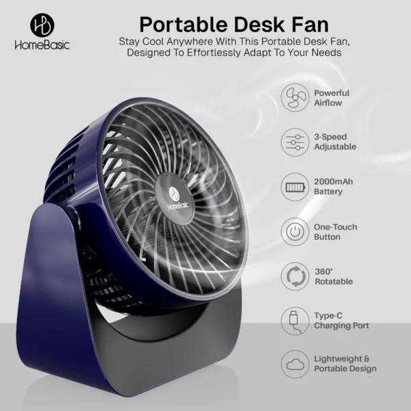 Rechargeable USB Desk Fan – Portable Fan