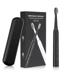 Sonic electric toothbrush with black travel case