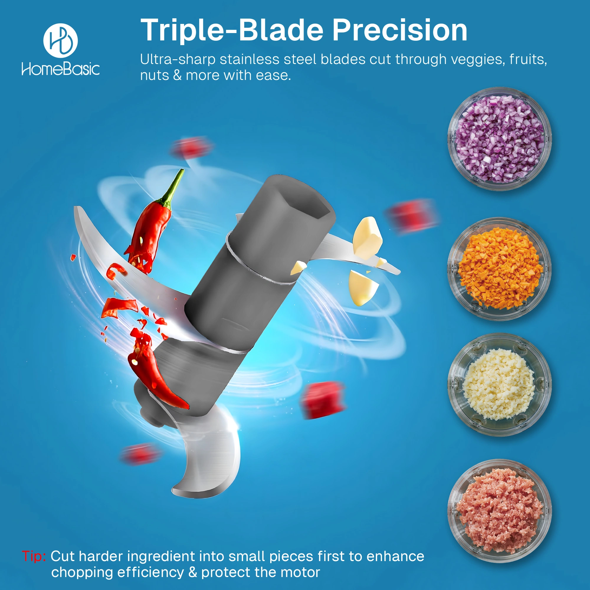 Chopper Di Aglio Elettrico Da 250 Ml, Mini Elicotro Vegetariano