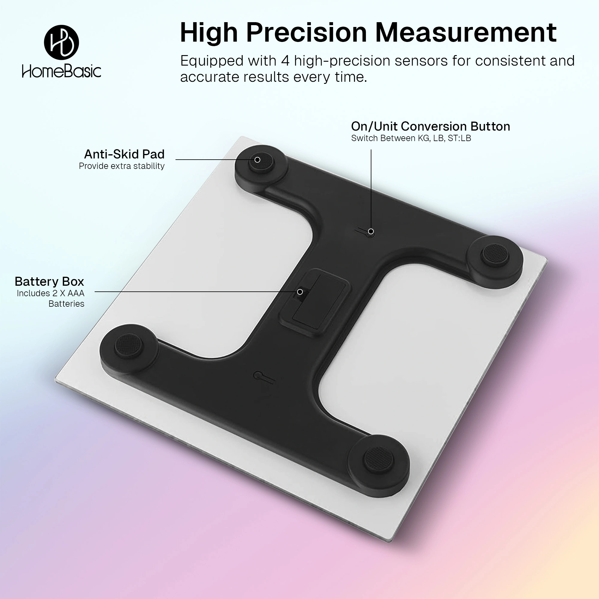HomeBasic Digital Body Weighing Scale with 180kg capacity, high-precision sensors