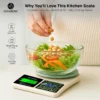 HomeBasic digital food scale in grey & beige. 5Kg max, 0.1g precision, tare function & multi-units