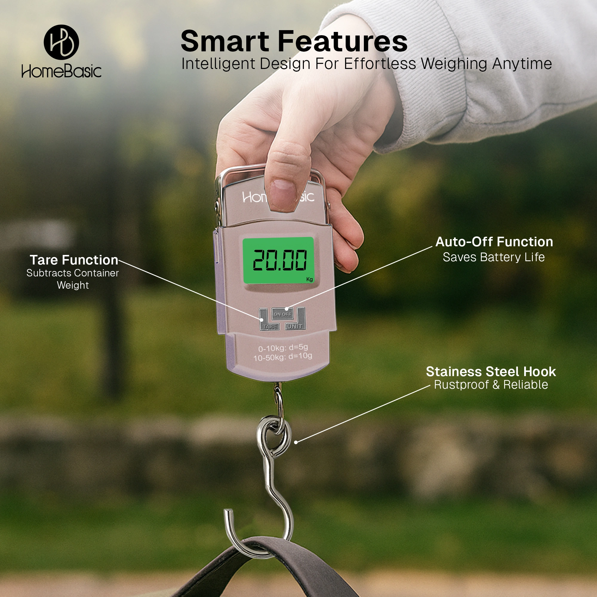 ComSys Digital LCD Luggage Scale – 50 Kg Capacity, Incl Batteries, Parcel Scale