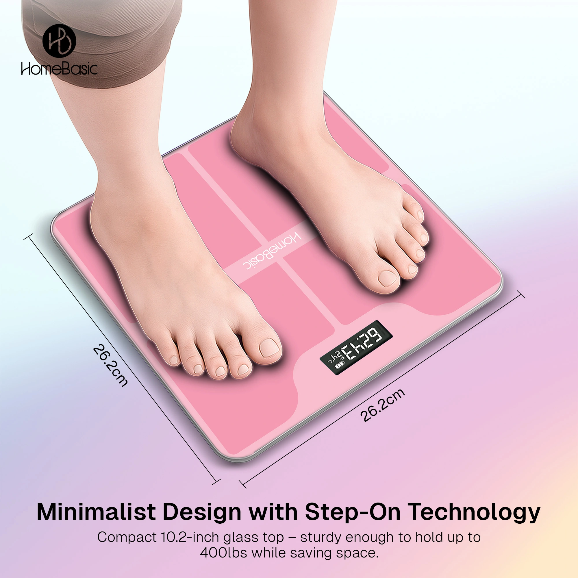HomeBasic Body Weighing Scale with 180kg capacity, LCD display, step-on activation