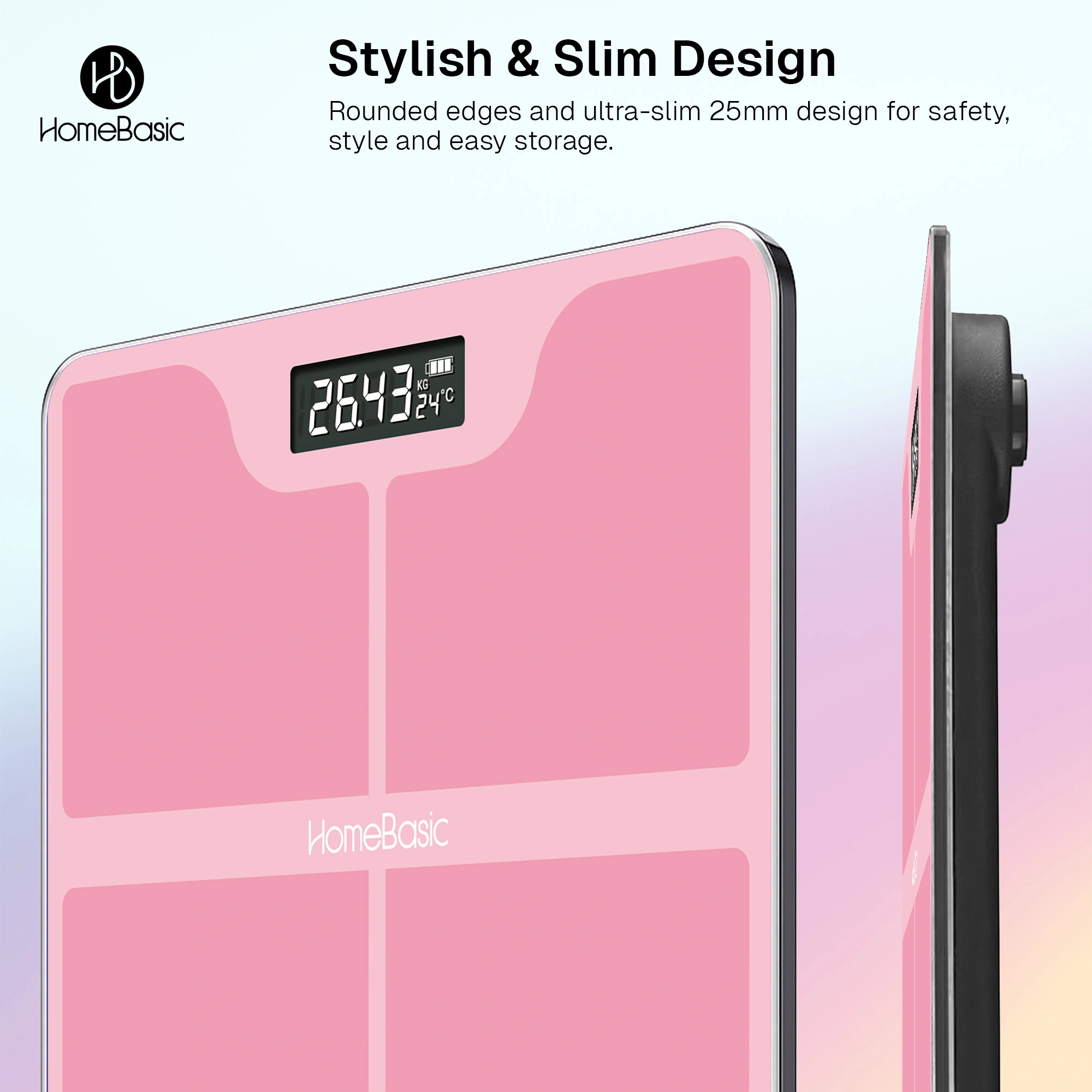 HomeBasic Body Weighing Scale with 180kg capacity, LCD display, step-on activation