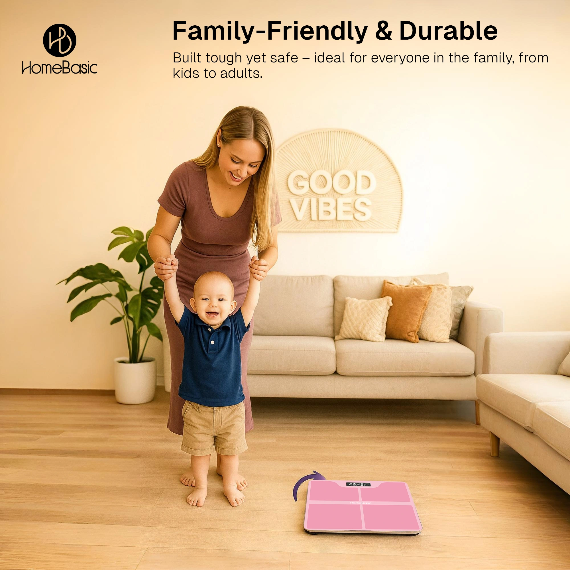 HomeBasic Body Weighing Scale with 180kg capacity, LCD display, step-on activation