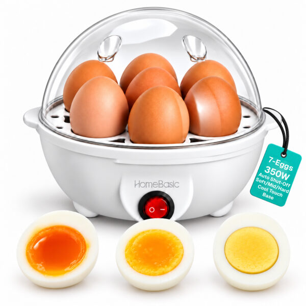 7-Egg Electric Egg Boiler & Cooker – 350W, Auto Shut-Off, One-Touch Operation