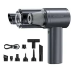 This HOMEBASIC cordless vacuum cleaner is a 4-in-1 handheld mini vacuum cleaner and blower designed as a powerful vacuum cleaner for home and car with 12000Pa suction and a reusable HEPA filter.​