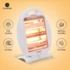 HomeBasic 800W Room Heater features dual 400W/800W heat settings, 2 quartz heating tubes, cool touch shock-proof body, safety mesh grill, and noiseless operation. portable electric heater for home, office, and travel.