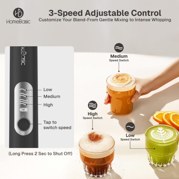3 Speed Handheld Coffee Frother
